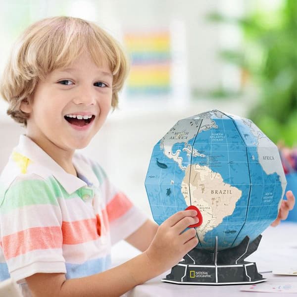 3D World Map Pussel National Geographic Globe, 3D-pussel för barn +8 år, barns jordglob 32 bitar, modell att montera