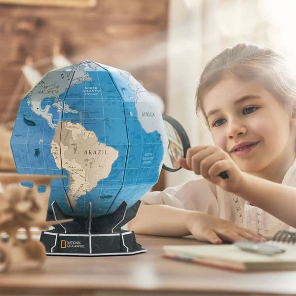 3D World Map Pussel National Geographic Globe, 3D-pussel för barn +8 år, barns jordglob 32 bitar, modell att montera