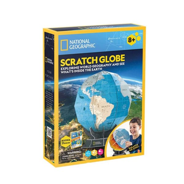 3D World Map Pussel National Geographic Globe, 3D-pussel för barn +8 år, barns jordglob 32 bitar, modell att montera