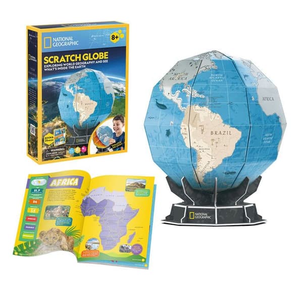 3D World Map Pussel National Geographic Globe, 3D-pussel för barn +8 år, barns jordglob 32 bitar, modell att montera