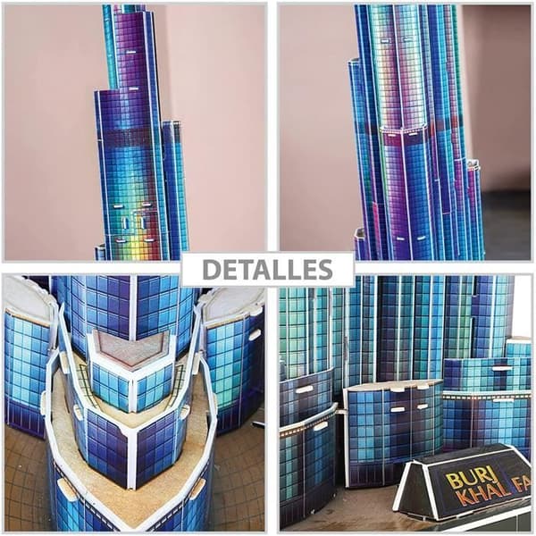 3D LED-pussel - Burj Khalifa - 3D-pussel för barn och vuxna - Modell att bygga - 136 bitar - Höjd 146cm - LED