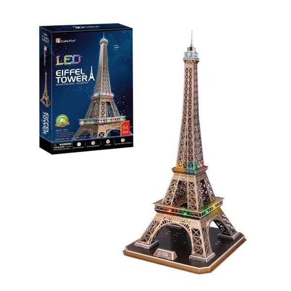 3D Eiffeltornet LED-pussel - Världsmärken - 84 bitar - Brädspel - Barn 14 år eller äldre