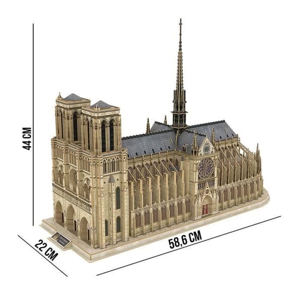 Notre Dame XL 3D-pussel - Världsmärken - 3D Led-pussel - 293 bitar - Vuxen 14 år eller äldre