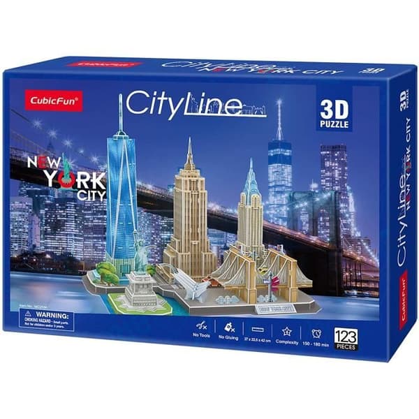 3D New York Pussel - XTREM RAIDERS - City Line - Resor och kartor - 123 bitar