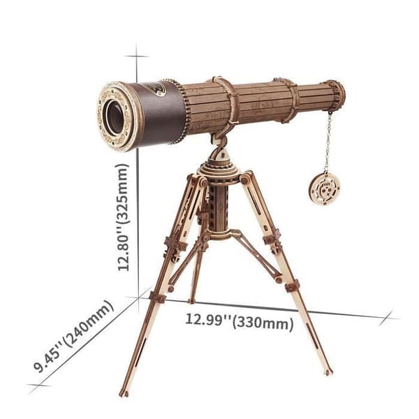 ROBOTIME Trämonokularteleskop - 3D-modellsats att montera - Presentleksak för barn - skala 1:1