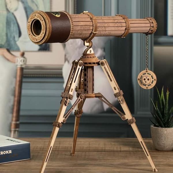 ROBOTIME Trämonokularteleskop - 3D-modellsats att montera - Presentleksak för barn - skala 1:1