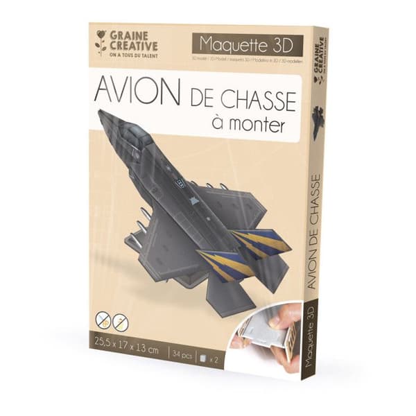 3D modell pussel - F35 plan - 25,5 x 17 x 13 cm - 34 st - Creative Seeds - Fordon och maskiner - Barn