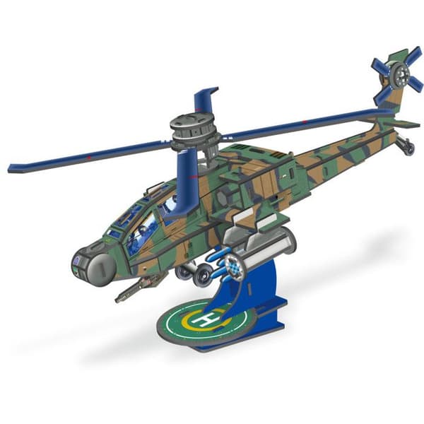 3D-pusselmodell - Apache Helikopter - Fordon och maskiner - Grön