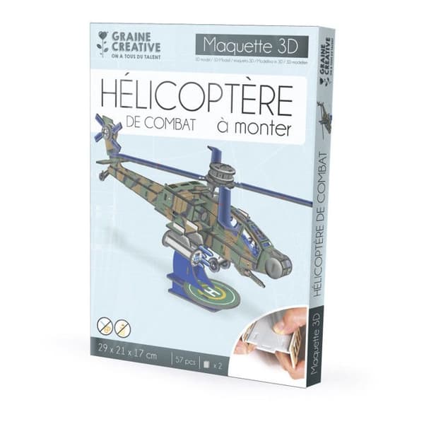 3D-pusselmodell - Apache Helikopter - Fordon och maskiner - Grön