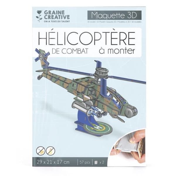 3D-pusselmodell - Apache Helikopter - Fordon och maskiner - Grön