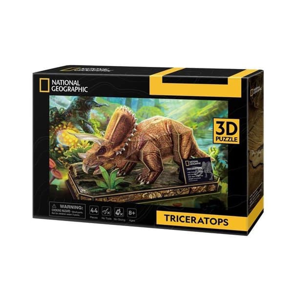 Pusselfeststad - National Geographic Triceratops, 3D-barn 8 år, Pussel, Leksaker, Dinosauriespel, 8.4366E+12