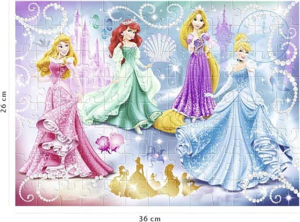 100 bitars pussel - Sparkling Princesses - Disney Princesses - Piece Sorters - Nathan