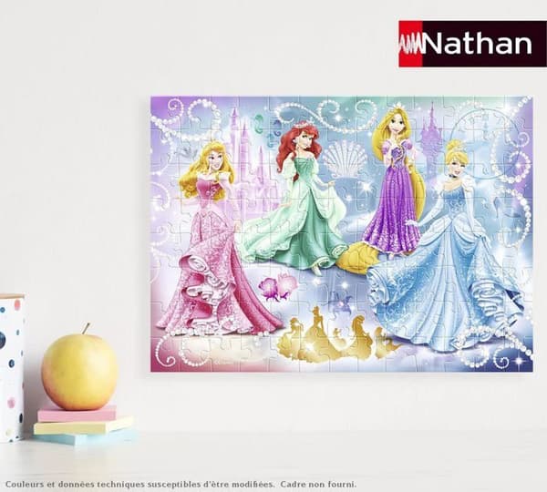 100 bitars pussel - Sparkling Princesses - Disney Princesses - Piece Sorters - Nathan