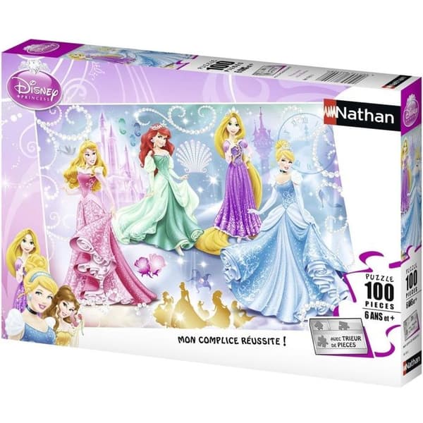 100 bitars pussel - Sparkling Princesses - Disney Princesses - Piece Sorters - Nathan