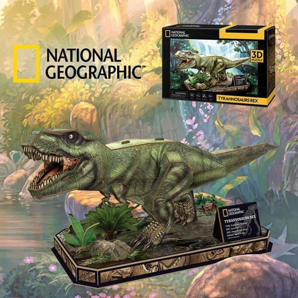 National Geographic, Tyrannosaurus Rex 3D-pussel, 3D-pussel för barn, dinosauriepussel, 3D-pusselmodeller att sätta ihop