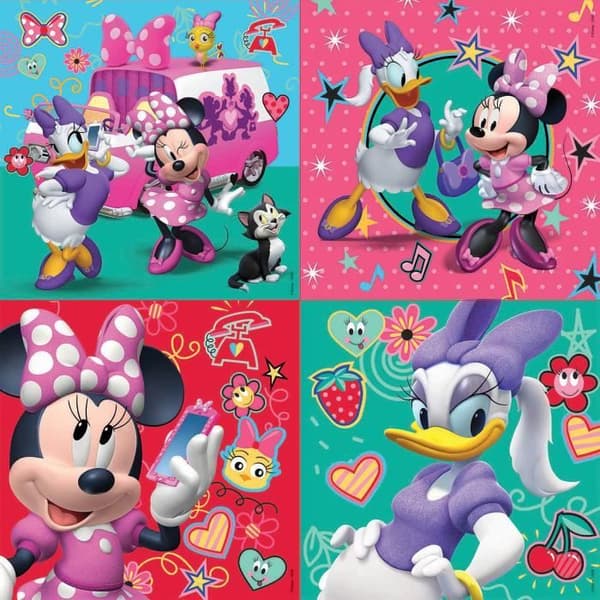 4 progressiva pussel - EDUCA - Minnie &amp; The Happy Helpers Progressive Puzzles Case (12-16-20-25)