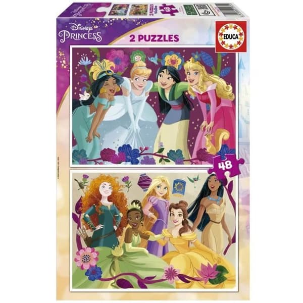 Disney Princess Pussel - Educa - 2x48 bitar - Tecknade serier och serier - Tjej - 4 år gammal