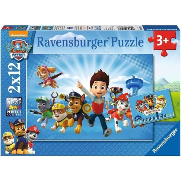 Paw Patrol Pussel 2x12 bitar - Ravensburger - För barn från 3 år och uppåt