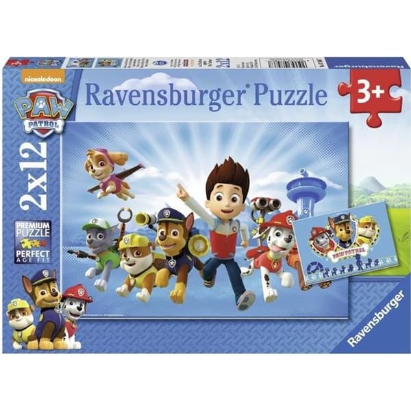 Paw Patrol Pussel 2x12 bitar - Ravensburger - För barn från 3 år och uppåt