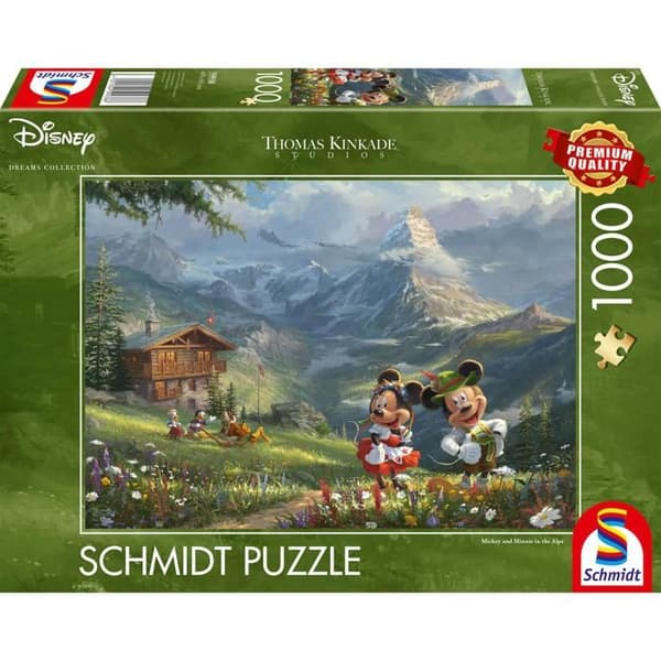 Pussel 1000 bitar: Thomas Kinkade: Mickey och Minnie i Alperna, Disney