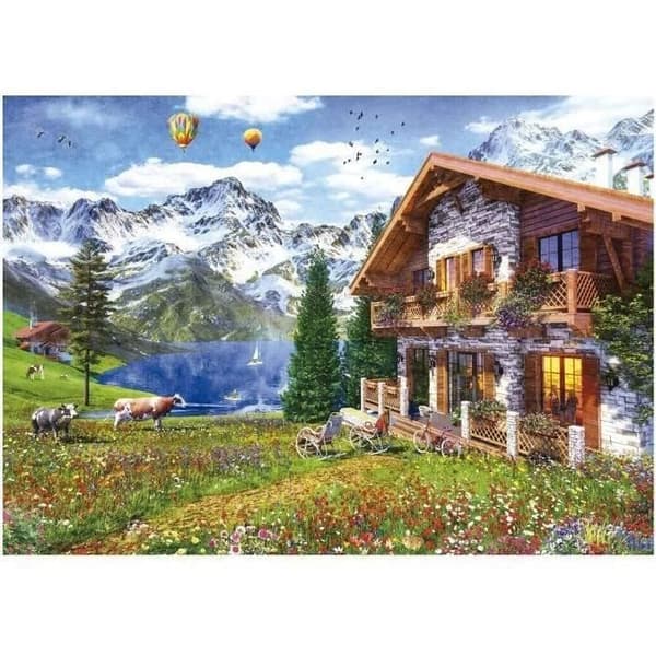 Landskaps- och naturpussel - EDUCA - ALPINA CHALET - 4000 bitar - Limpåse ingår