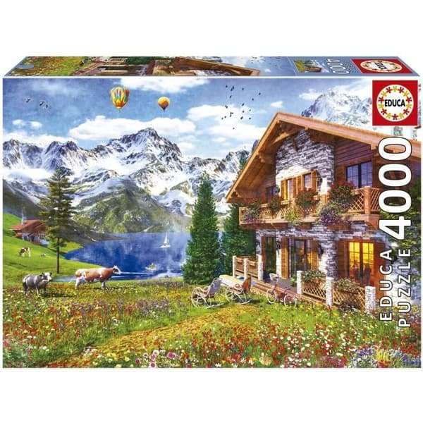 Landskaps- och naturpussel - EDUCA - ALPINA CHALET - 4000 bitar - Limpåse ingår
