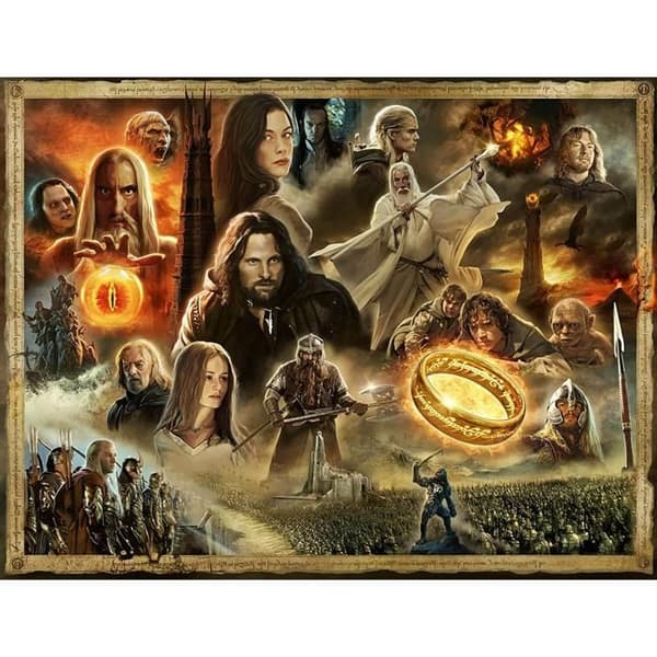 Ravensburger 2000 bitars pussel Sagan om ringen de två tornen - Fantasy - Unik färg
