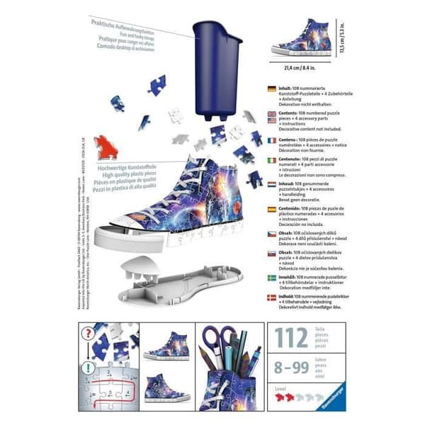 Sneaker Astronauts 3D-pussel - Ravensburger - 108 bitar - Pennhållare - Blandat - Från 8 år