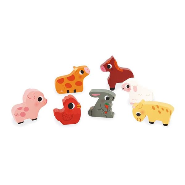 Chunky Puzzle A La Ferme - FSC Wood - 7 bitar - Utveckling av finmotorik, koncentration och fantasi - Från 18 månader