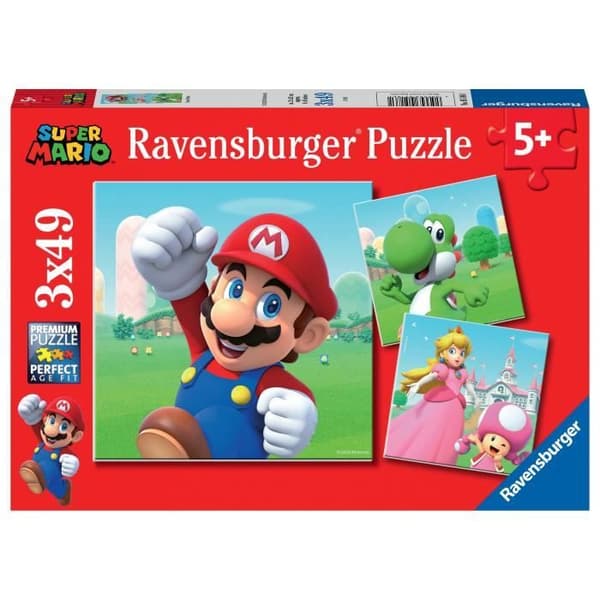 3x49 bitars pussel Super Mario, Barnpussel, från 5 år och uppåt, 05186, Ravensburger