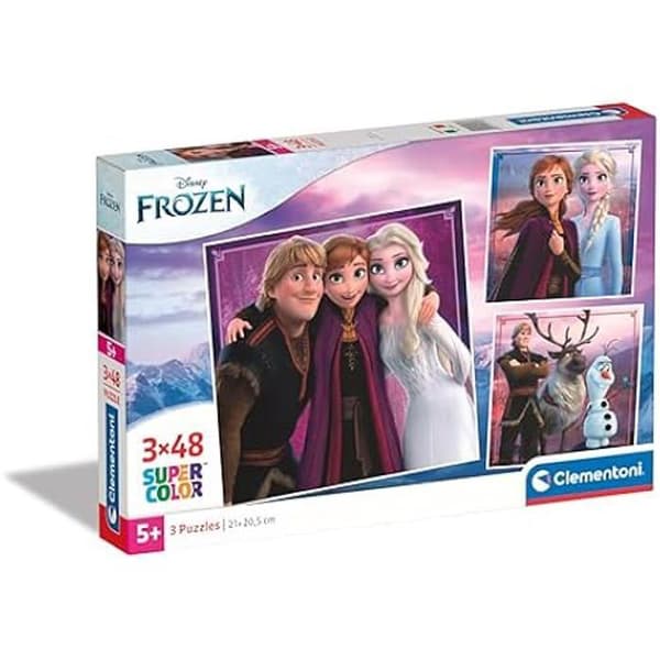 Pussel - CLEMENTONI - Disney Frozen Supercolor Reine des Neiges - 3x48 bitar - Tecknade filmer och serier - 5 år