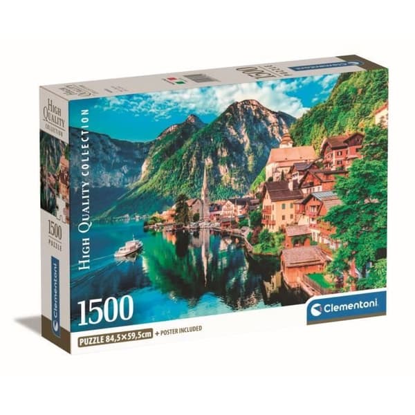 Clementoni - 1500p Hallstatt - 59,2 x 84,3 cm - Med affisch