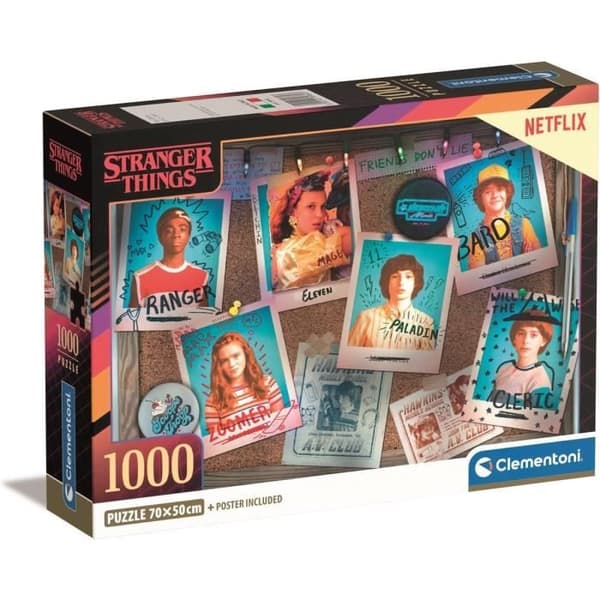 Pussel 1000 bitar - CLEMENTONI - STRANGER THINGS - Flerfärgad - För vuxna - Tillverkat i Italien