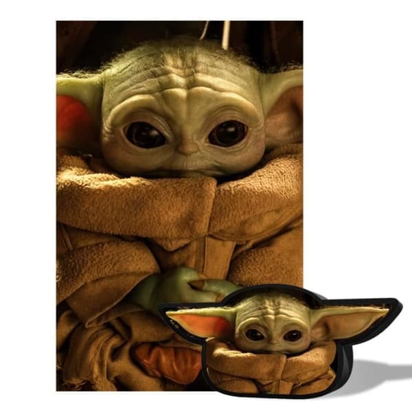 Grogu linsformigt pussel med 3D metalllåda 300 st 46x31 cm - Star Wars: The Mandalorian - Blandat - Svart