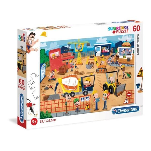 Pussel Legetøj - Clementoni-supercolor Samling - Byggeplads - 60 Stykker - 26990