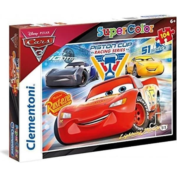 Disney Cars 3 Pussel - CLEMENTONI - 104 bitar - För barn från 7 år och uppåt