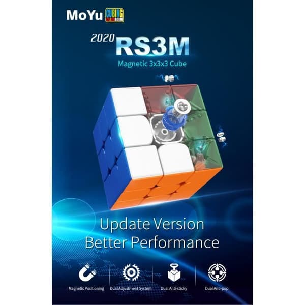 Moyu RS3M 2020 Professionell magnetisk 3x3x3 hastighetskub utan klistermärken