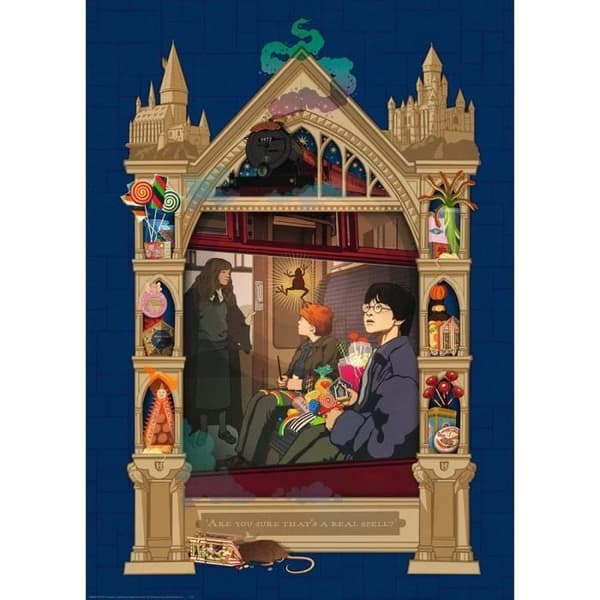 1000 bitars pussel - Harry Potter på vägen till Hogwarts (Harry Potter MinaLima Collection) - Ravensburger