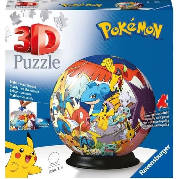 Pokémon Ball 3D-pussel 72 bitar - Ravensburger - 3D-barnpussel utan lim - Från 6 år