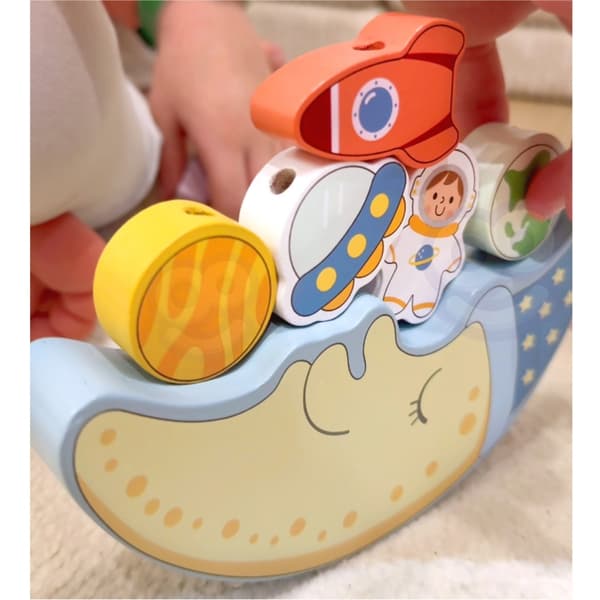TOOKY TOY Kosmisk Sovande Månen Balanserande Träpuzzel Gänga Montessori Utrymme