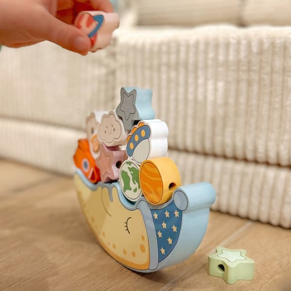 TOOKY TOY Kosmisk Sovande Månen Balanserande Träpuzzel Gänga Montessori Utrymme