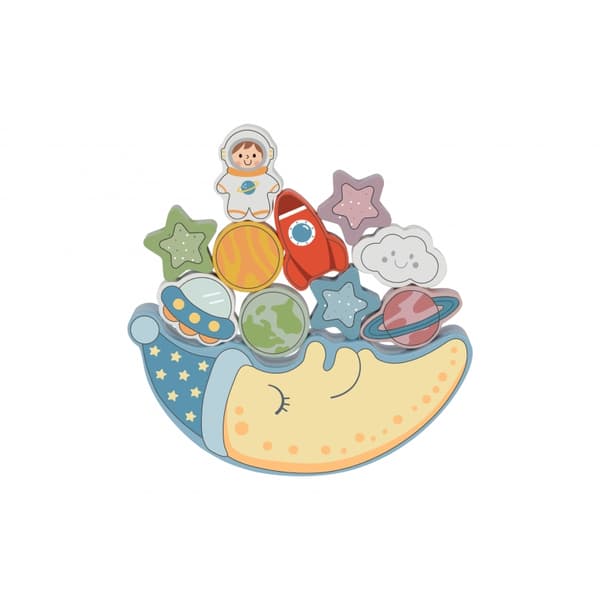 TOOKY TOY Kosmisk Sovande Månen Balanserande Träpuzzel Gänga Montessori Utrymme