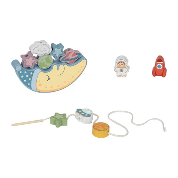 TOOKY TOY Kosmisk Sovande Månen Balanserande Träpuzzel Gänga Montessori Utrymme