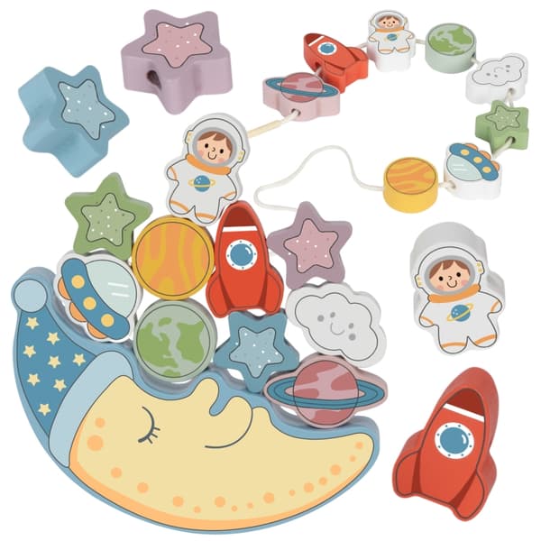 TOOKY TOY Kosmisk Sovande Månen Balanserande Träpuzzel Gänga Montessori Utrymme