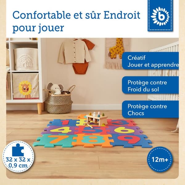 Bieco Babypusselmatta | 26 stycken | Lekmatta Babymatta Pussel Babygolvmatta Babylekmatta Pussel Skummatta