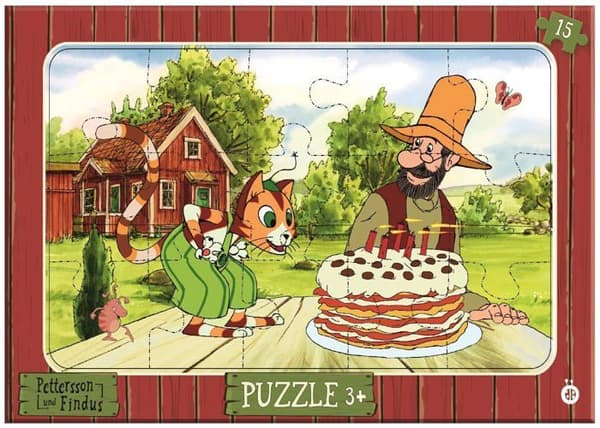 Puzzle - 50707838 - Trötsch Pettersson och Findus Pussel 15-delar Ramplussel