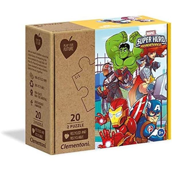 Pussel - CLEMENTONI - 24775 - Marvel Super Hero - 2x20 bitar - Pussel Barn - 100% återvunnen