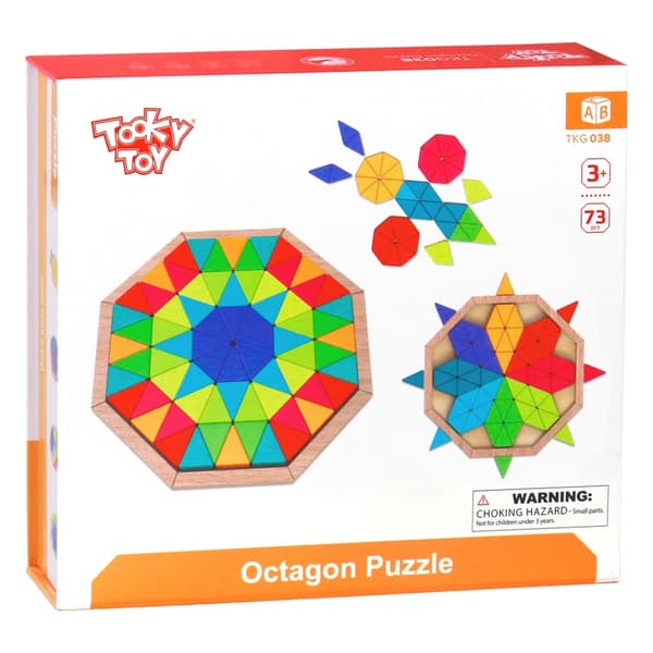 TOOKY TOY Ottekantet Puslespil Træmosaik Pædagogisk (73 stk.)