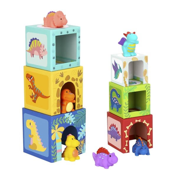 TOOKY TOY Träklossar Pedagogiskt Pussel + 6 Lekfigurer 12 st