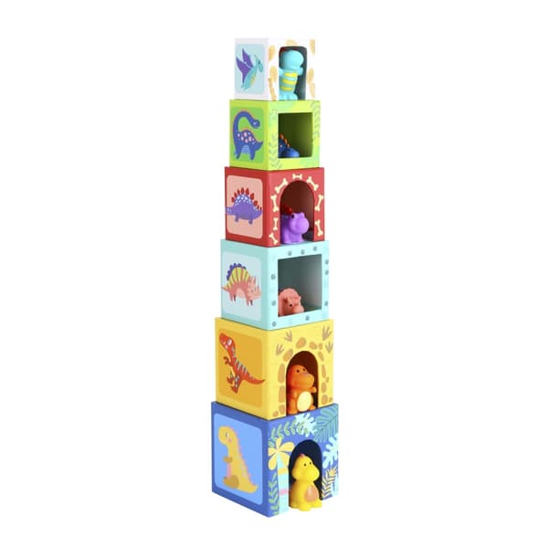 TOOKY TOY Träklossar Pedagogiskt Pussel + 6 Lekfigurer 12 st
